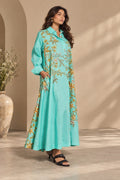 Sea green linen dress