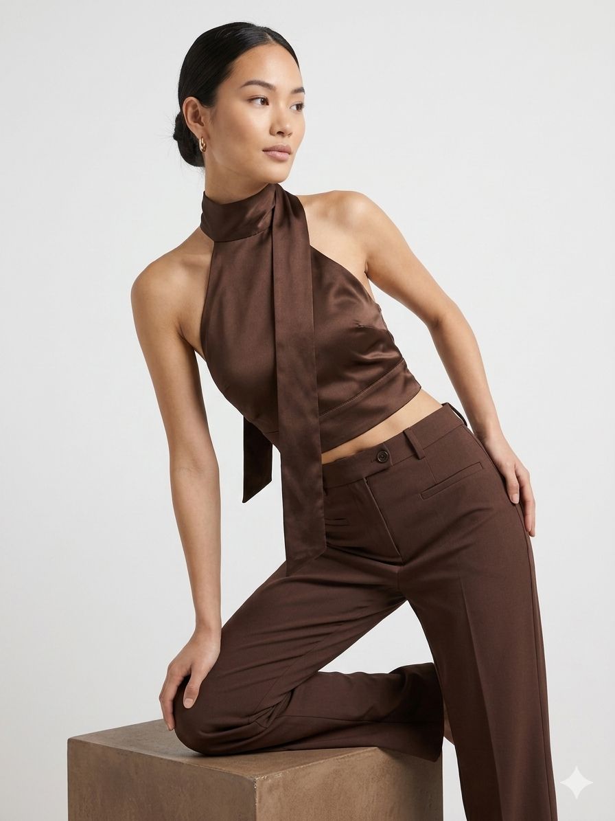 Mocha Muse Satin Top
